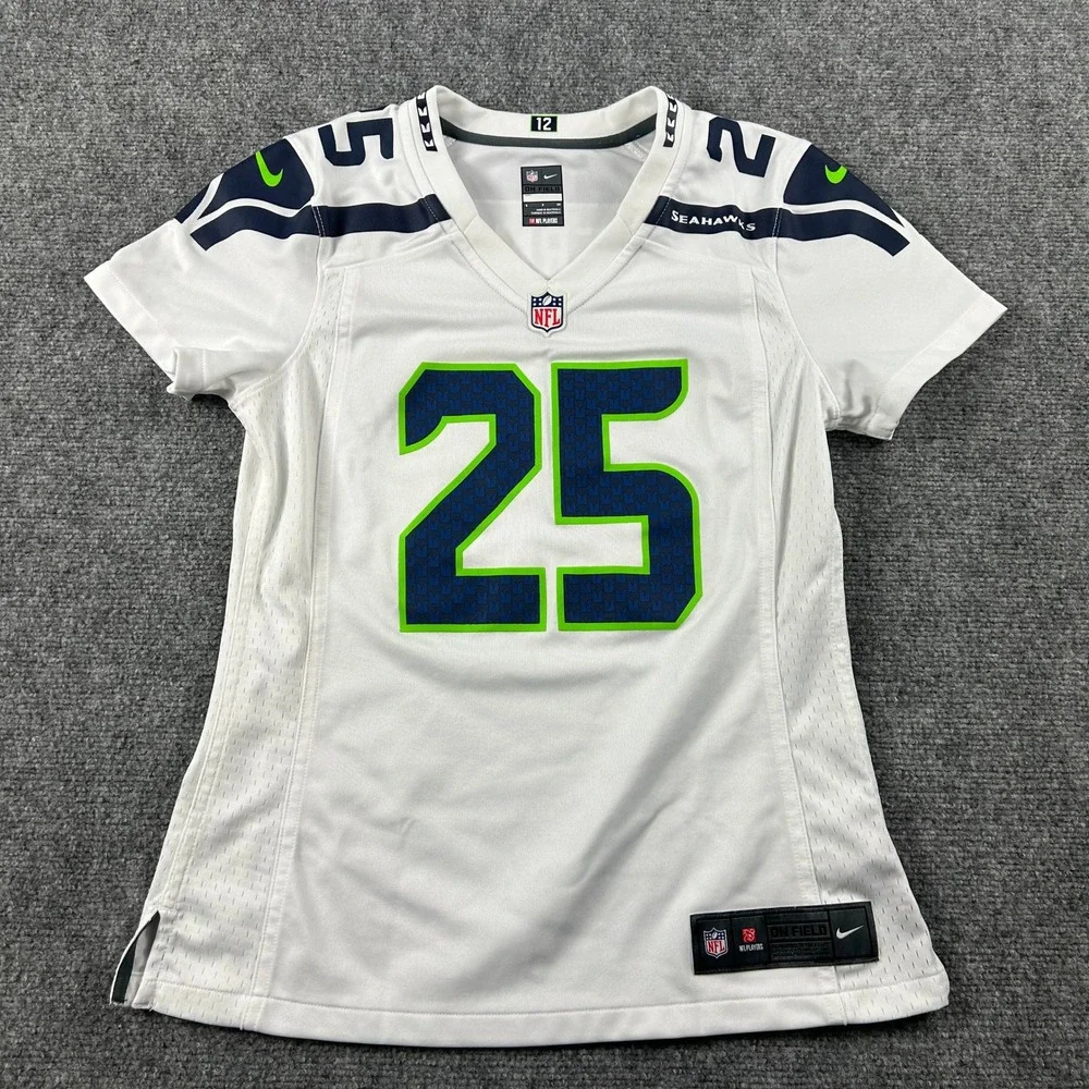 Nike Richard Sherman Seahawks Jersey‎ Womens Small White #25 On Field 478624-100